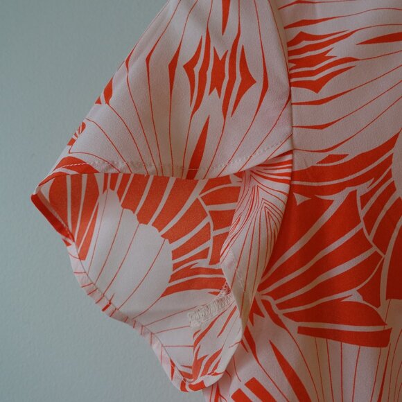 J.Crew Factory orange pink neon floral tulip flutter sleeve top XS 2 - Picture 10 of 14